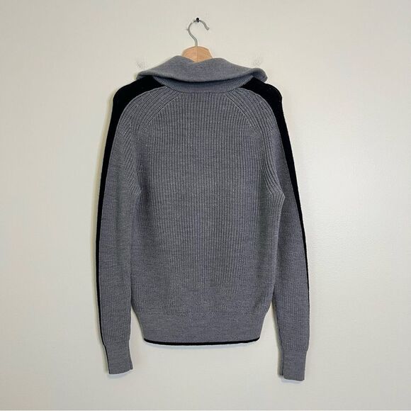 Icebreaker 1/2 Zip Merino Wool Lodge Sweater Womens Medium Grey Ribbed Knit - Picture 7 of 10